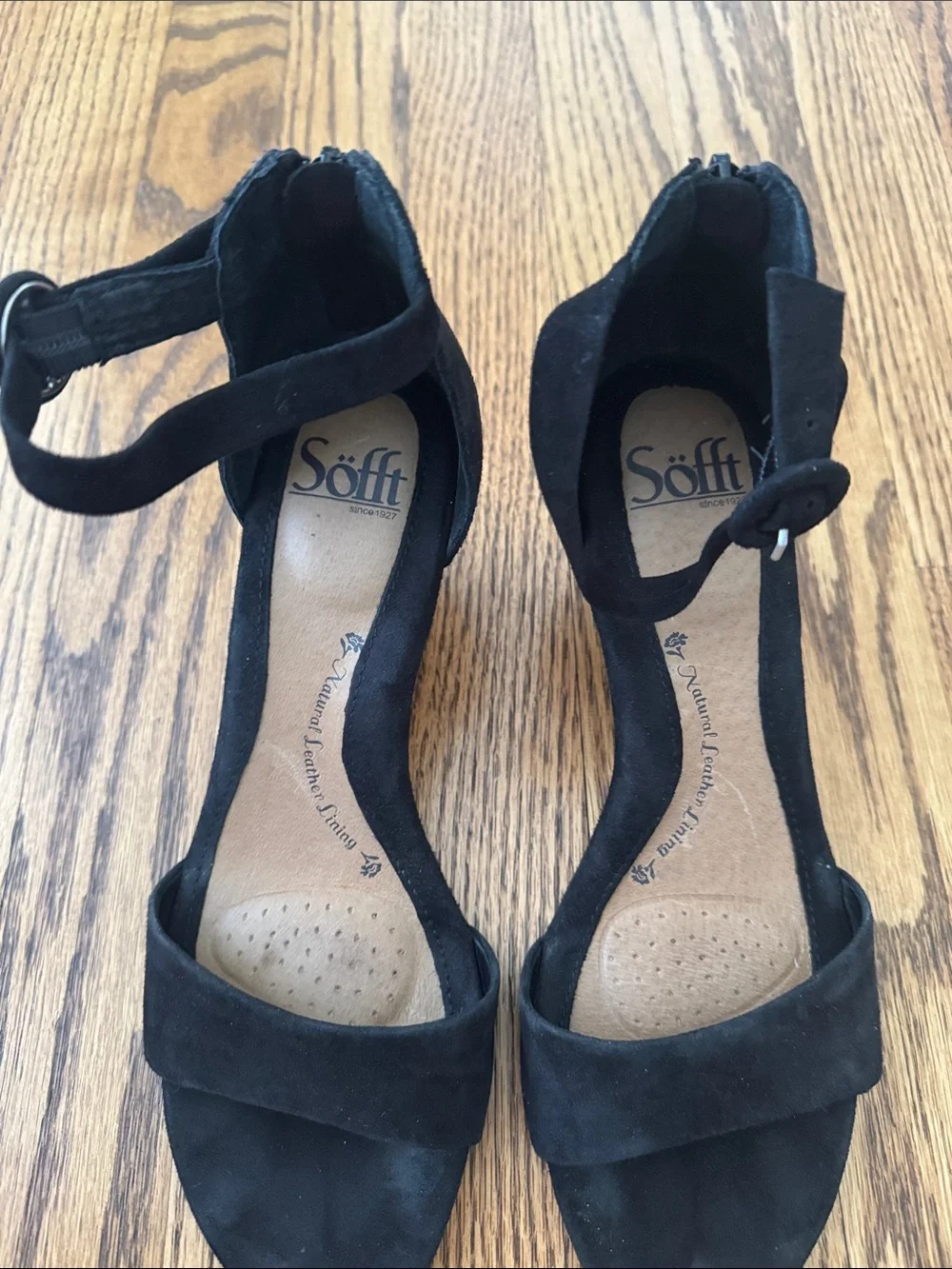 Black Suede Ankle-Strap Sandals